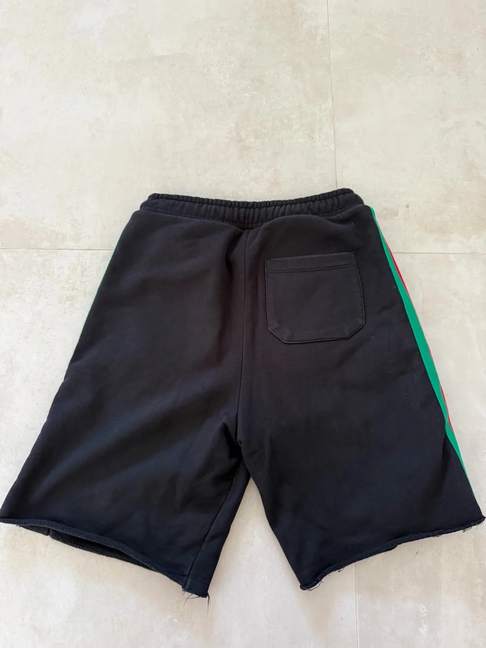 Gucci x TheNorthFace Black Athletic Shorts with Red & Green Side Stripes